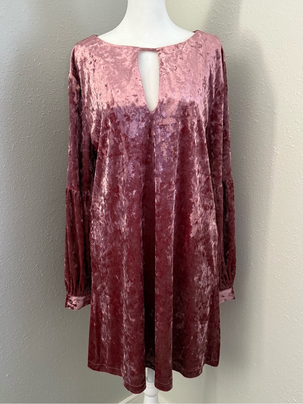 NWT Muche & Muchette Crushed Velvet Pink Mini Shift Dress Keyhole Choker M/L
